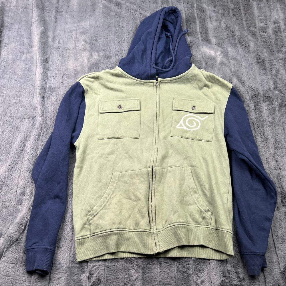 Naruto Shippuden Kakashi Hatake Zip Hoodie Green Navy Ripple Junction Medium